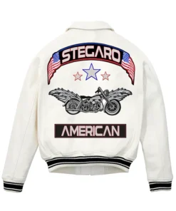 Shop Stegaro White Vintage Bomber Leather Jacket For Men And Women