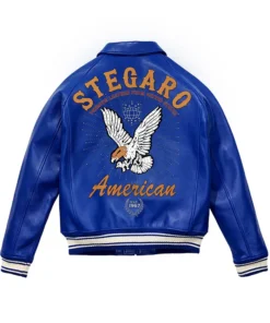 Stegaro American Bomber Blue Leather Jacket