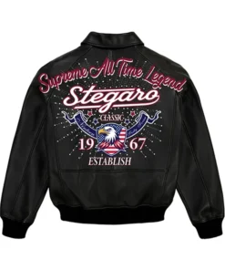 Stegaro Black Bomber Leather Jacket
