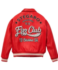 Stegaro Fizz Club Bomber Red Leather Jacket
