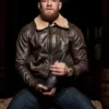 The Notorious Conor Mc Gregor Brown Leather Shearling Jacket For Sale