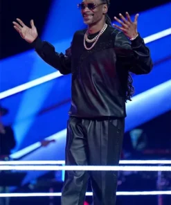 The Voice S26 Snoop Dogg Black Leather Tracksuit