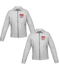 Valentine Day Couples Love Beat White Leather Jacket