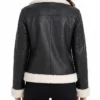 Women B-3 Black Motorcycle Shearling Leather Jacket