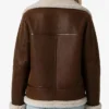 Women B-3 Sheepskin Shearling Dark Brown Leather Jacket