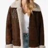 Womens B-3 Sheepskin Shearling Dark Brown Leather Jacket