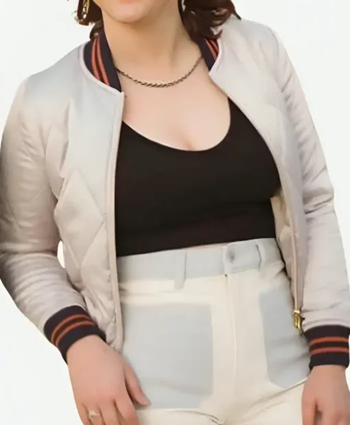 70’s Silver Wings Quilted Orange Bomber Jacket