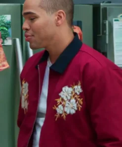 Assisted Living Burgundy Floral Patch Red Jacket