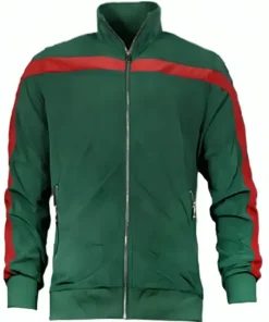 Assisted Living Stripe Zip Green Jacket