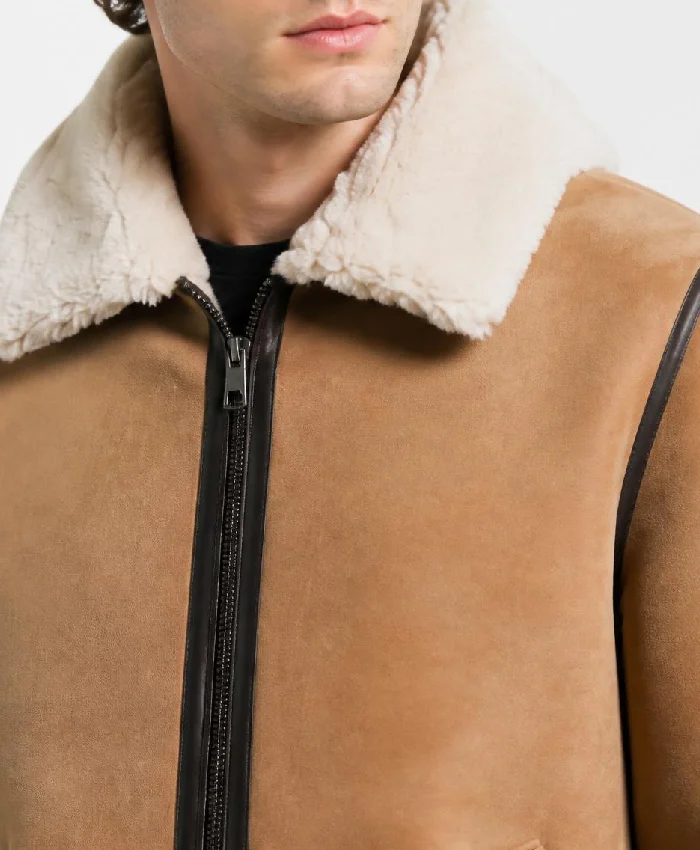 B3 Fur Aviator Shearling Bomber Jacket For Men