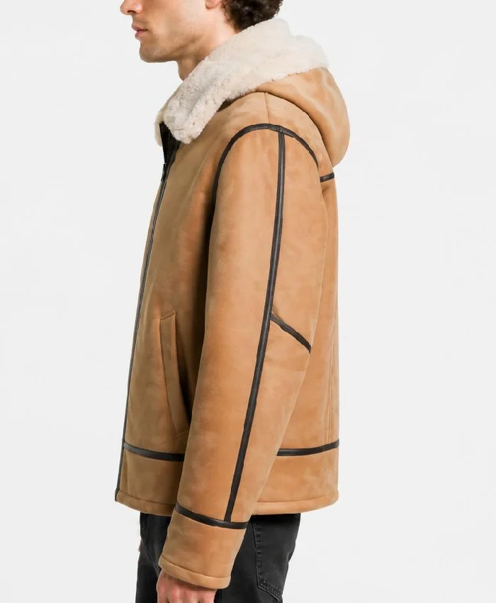B3 Fur Aviator Shearling Bomber Jacket For Mens