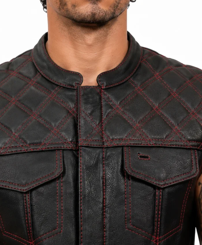 Black Diamond Leather Vest For Men