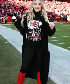 Brittany Mahomes Black Shearling Fur Coat