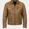 Brown Distressed Leather Jacket for sale