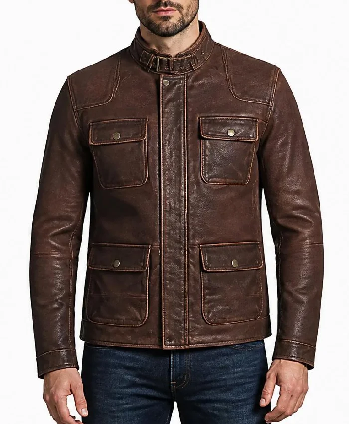 Brown Genuine Leather Jacket For Mens