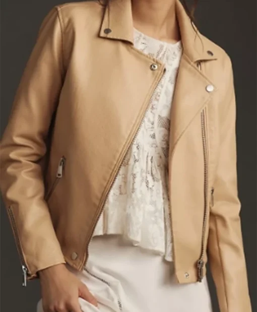 Buy AnnaLynne McCord TV-Series Days Of Our Lives 2024 Catherina Greene Beige Leather Jacket For Unisex