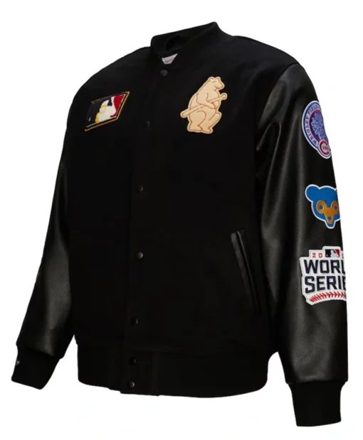 Buy Chicago Cubs Mitchell And Ness Black Blackout Letterman Varsity Jacket For Unisex