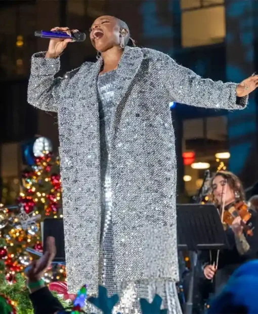 Buy Jennifer Hudson Rockefeller Center Christmas Tree Lighting Grey Sequin Coat For Unisex