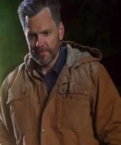 Buy Joel McHale Animal Control Frank Shaw Brown Cotton Hooded Jacket For Unisex