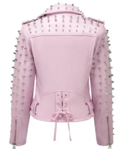 Buy LJB Women Pink Spike Skeleton Studs Biker Leather Jacket For Unisex