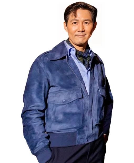 Buy Lee Jung-Jae Squid Game Season 2 Premiere Seong Gi-hun Blue Leather Bomber Jacket For Unisex