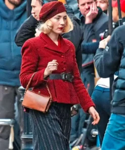 Buy Now Blitz 2024 Saoirse Ronan Tweed Red Blazer For Sale