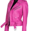 Buy Now Jessica Alba Hot Pink Biker Leather Jacket For Women