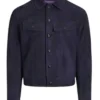 Buy Now Live with Kelly and Mark Consuelos Navy Blue Suede Jacket For Sale