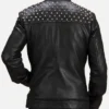 Buy Now Men Black With Spiked Studded On Shoulder Leather Jacket For Unisex