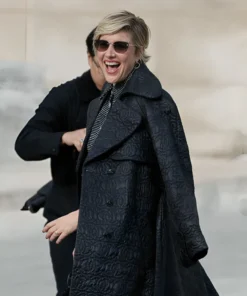 Buy Now Paris Fashion Week Greta Gerwig Black Trench Coat For Unisex