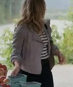 Buy Now Virgin River S05 Brie Sheridan Grey Suede Biker Jacket For Sale