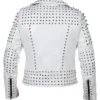Buy Now Women White Biker Leather With Cone Studs Jacket For Unisex