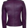 Buy Now Women’s Purple Biker Studded Leather Jacket For Unisex