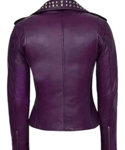 Buy Now Women’s Purple Biker Studded Leather Jacket For Unisex