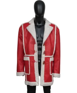 Buy Santa Claus Red One J.K. Simmons Red Fur Leather Coat For Unisex