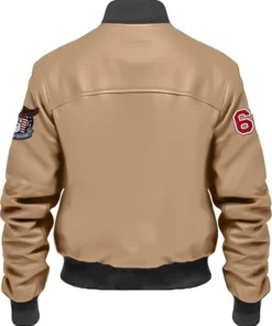 Buy Stegaro Beige Bomber Leather Jacket For Men And Women