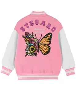 Buy Stegaro Blossom Pink And White Varsity Jacket For Men And Women
