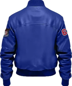 Buy Stegaro Royal Blue Bomber Leather Jacket For Men And Women