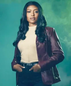 Buy now High Potential 2024 Javicia Leslie Leather Purple Blazer For Sale