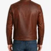 Classic Casual Vintage Biker Leather Jacket Back