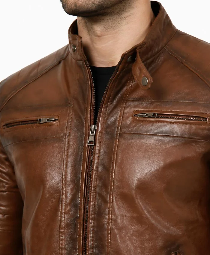 Cruiser Brown Leather Jacket Men