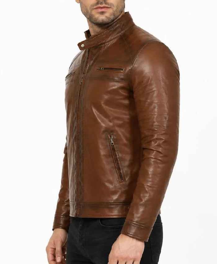 Cruiser Brown Leather Jacket Mens