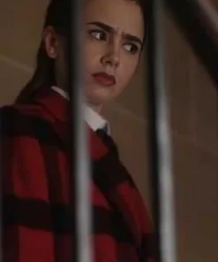 Emily In Paris Lily Collins Plaid Wool Twill Coat