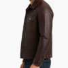 Fashionable Brown Leather Racer Jacket Mens
