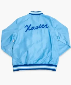 Get Now Xavier Musketeers Vintage Logo Sky Blue Varsity Bomber Jacket For Sale