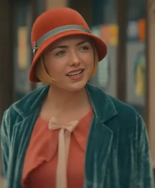 Girl Haunts Boy 2024 Peyton List Green Wool Coat For Men And Women