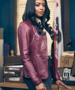High Potential 2024 Javicia Leslie Leather Purple Blazer