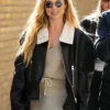 London Fashion Week Kerry Condon Black Leather Jacket