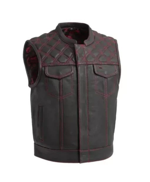 Men Black Diamond Leather Vest