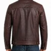 Men Fashionable Brown Leather Racer Jacket